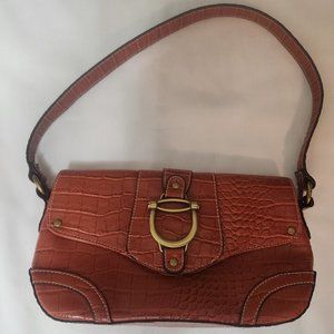 Orange Embossed Faux Leather Mini Bag